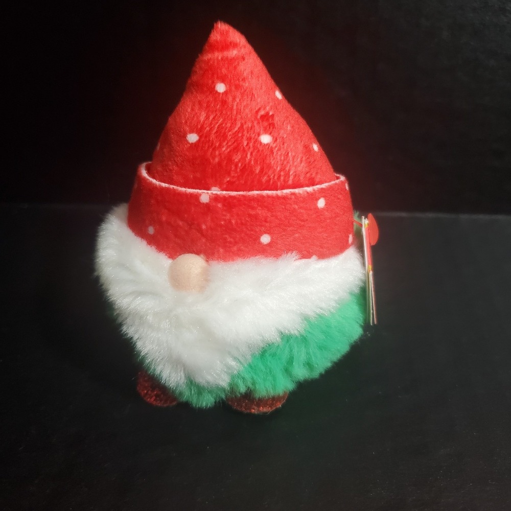 TY Puffies Beanie Balls Plush - TOPSY the Christmas Gnome 4" NWT